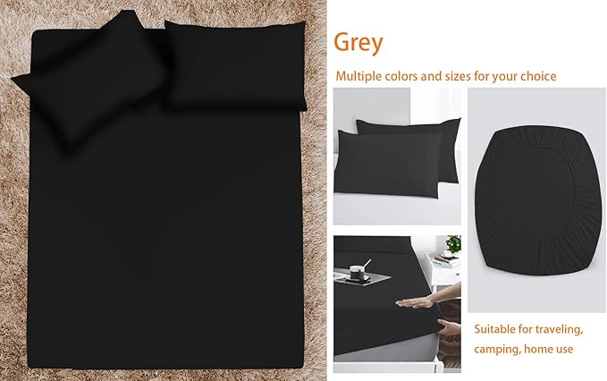AEHISDHIE Queen Sheet Sets Air Mattress Sheets - 3 Pieces Queen Sheets Sets 16 to 24 inch - Inflate Without Disassembly Convenient & Firm Easy to use Air Mattress (Black, Queen)