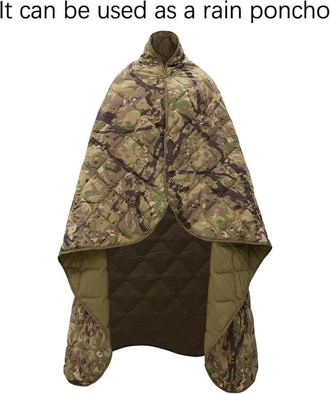 LOOGU Camo Blanket Waterproof Insulation Poncho Liner for Outdoor Camping, Hiking, Hunting, Survival, Backpacking, Picnicking