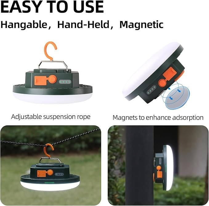 Camping Lantern 10500mAh Rechargeable Battery, 30W 4000LM Ultra Bright LED Hanging Light with 3 Lighting Color Modes, Waterproof Portable Tent Lighting for Outdoor Emergency & Hiking