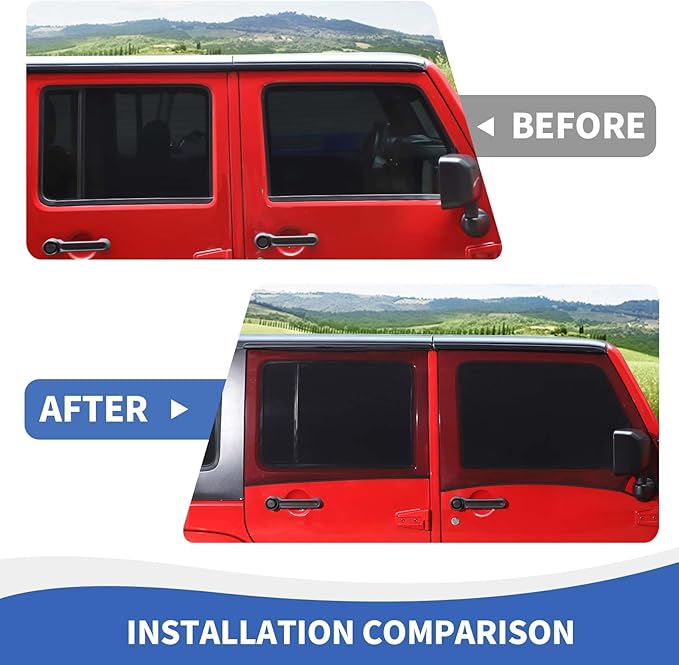 RAZPOY for Jeep Front & Rear Window Sun Shade, Side Window Screen Cover for Camping Compatible with 2007-2024 Jeep Wrangler JK JL & Gladiator JT, Side Curtain Nets