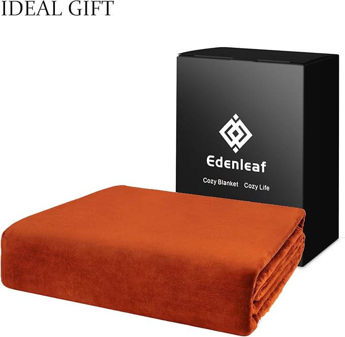Edenleaf Big Oversized Soft Blanket, Giant California King Warm Blanket for Whole Family, Bed, Sofa, Couch, Travel, Camping 120x120 Orange