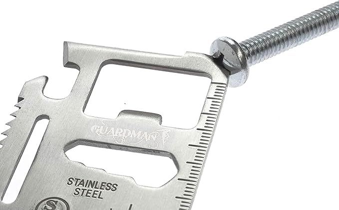 GUARDMAN 11-in-1 Survival Credit Card Multitool – Fathers Day Stocking Stuffer Christmas Gift - Multipurpose Tactical Wallet Tool With Bottle Opener, Survival Knife For Men Birthday Dad - 100 Pack