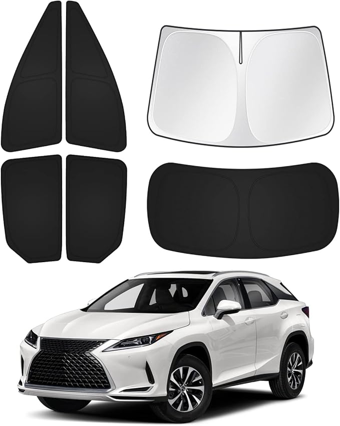 Canvcle Sunshades for 2016-2022 Lexus RX Accessories Windshield Sun Shade Side Rear Window Shade Cover Sun Visor Shield Privacy Protection for Camping Keep Vehicle Cool Black 6PCS