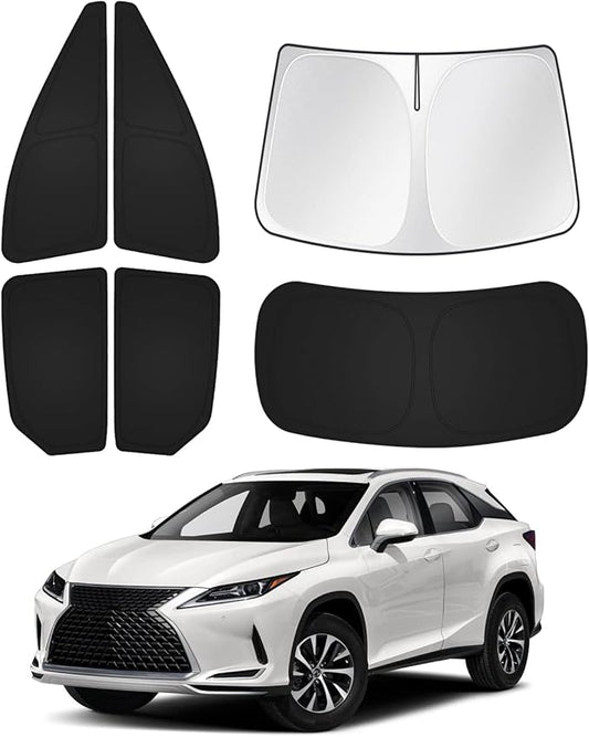 Canvcle Sunshades for 2016-2022 Lexus RX Accessories Windshield Sun Shade Side Rear Window Shade Cover Sun Visor Shield Privacy Protection for Camping Keep Vehicle Cool Black 6PCS