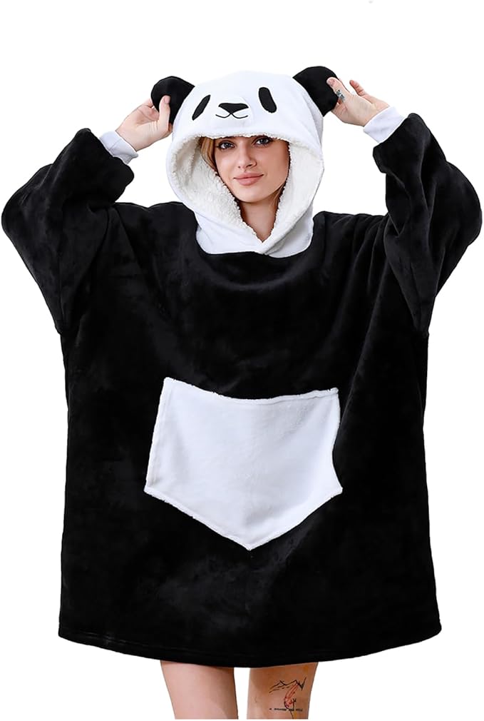 Oversized Hoodie Blanket, Wearable Blanket sweatshirt, Ultra Soft Sherpa Fleece Comfy Snuggle Hoodie
