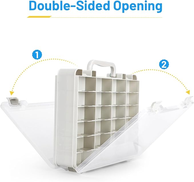 Saichotoy Storage Case for Hot Wheels - Carrying Display Case for 1/64 Scale Toy Cars, 48-Slot Double-Sided Transparent Organizer with Built-in Steps Prevent Sliding & Adjustable Dividers