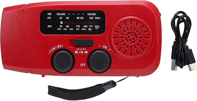 Eujgoov Solar Radio, Emergency Hand Crank Radio with 2000mAh Power Bank and IPX3, for Camping Backpacking Survival Situations and Weather Alerts