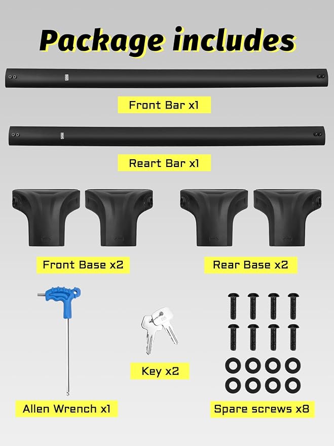 Lockable Roof Rack Cross Bars fit for Expedition/Max 2018-2026 & Navigator 2018-2024 (Side Roof Rails), Black Aluminum Roof Rails Rooftop Cargo Crossbars