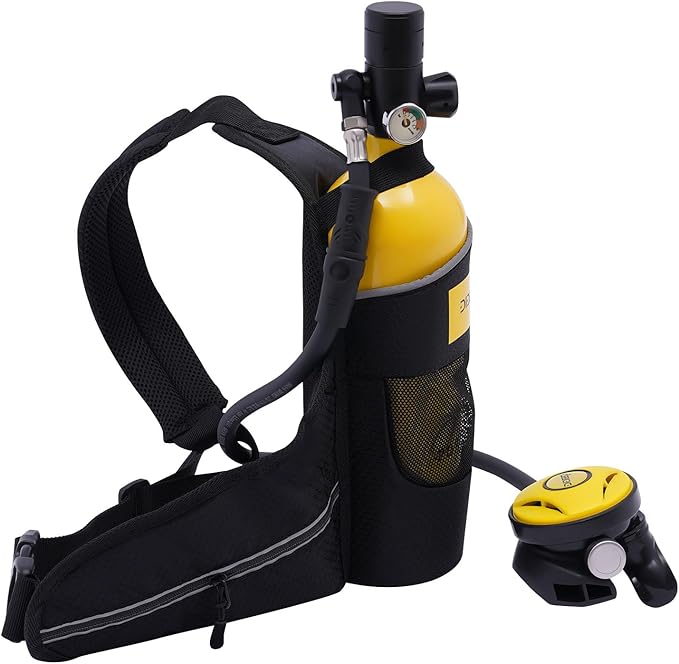 1L Scuba Diving Tank,Mini Diving Tank 15-20 Min Underwater Breath Device Portable Diving Oxygen Tank Kit, Refillable Oxygen Cylinders for Emergency Rescue Underwater Exploration