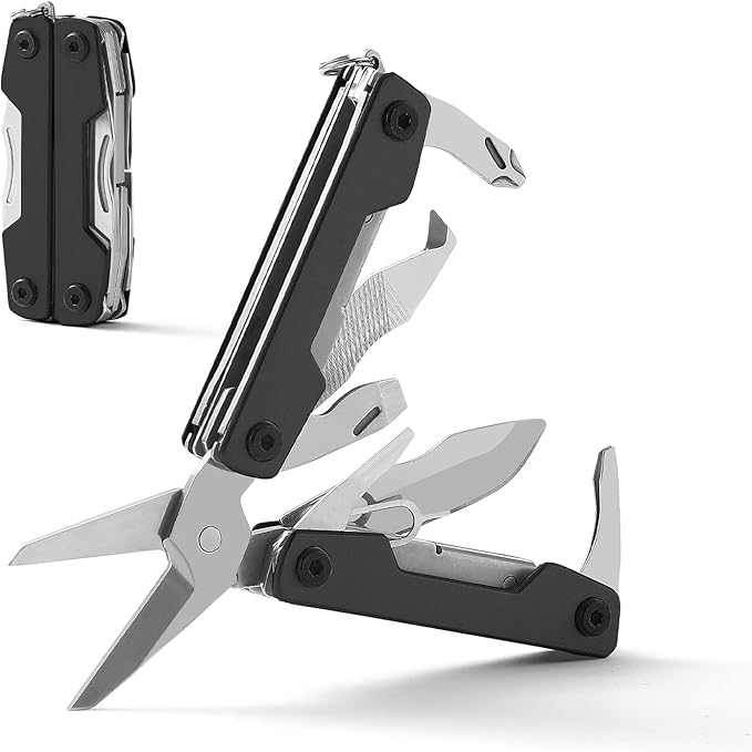 11-in-1 Mini EDC Multitool - Scissors, Pocket Knife, Keychain, Bottle Opener and Screwdriver, Stainless Steel EDC Multitool for Outdoor Camping Survival, Hiking, Simple Repair