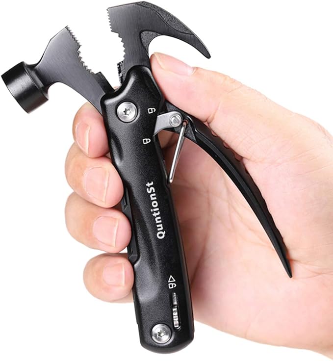 Birthday Gifts for Men,12-in-1 Hammer Multitool,Christmas Stocking Stuffers for Him Adults Dad Husband Boyfriend, Camping Essentials Mens Gift for Him, Fathers Day Gift Idea,Mini Multi Tool