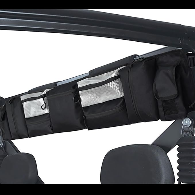 UTV Overhead Storage Bag for Kubota RTV400 2010–2016, Roll Bar Organizer with Multiple Zipper Pockets, Roof Cargo Bag for Side by Side Accessories