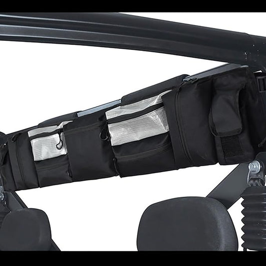 UTV Overhead Storage Bag for Kubota RTV400 2010–2016, Roll Bar Organizer with Multiple Zipper Pockets, Roof Cargo Bag for Side by Side Accessories