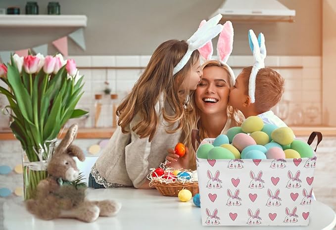 Essme Rabbit Rectangular Collapsible Storage Basket, Kids Toy Organizer, Shelf Basket, Easter Gift (Rabbit)