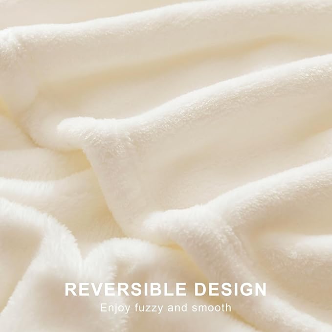 Hansleep Fleece Blanket for Couch Beige, Super Soft Flannel Fuzzy Plush Cozy Blanket for All Seasons, Beige, Throw 50x60 Inches