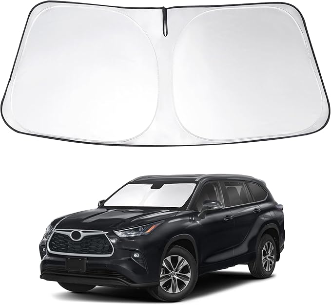 Windshield Sun Shade Custom Fit 2020 2021 2022 2023 2024 2025 2026 Toyota Highlander Accessories Front Sunshade Sun Visor Protector Keep Your Car Cooler