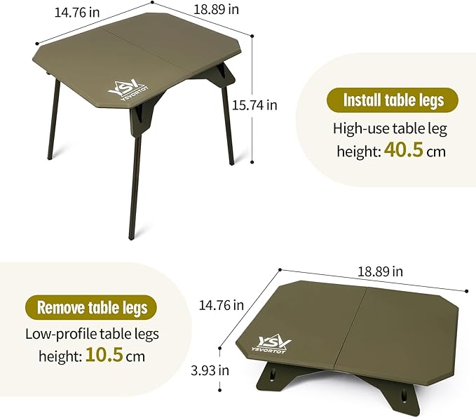 Ultralight Folding Camping Table - 2 Height Adjustable Portable Outdoor Picnic Beach Desk with Carry Bag,Compact for Backpacking,Camp,Travel,Patio
