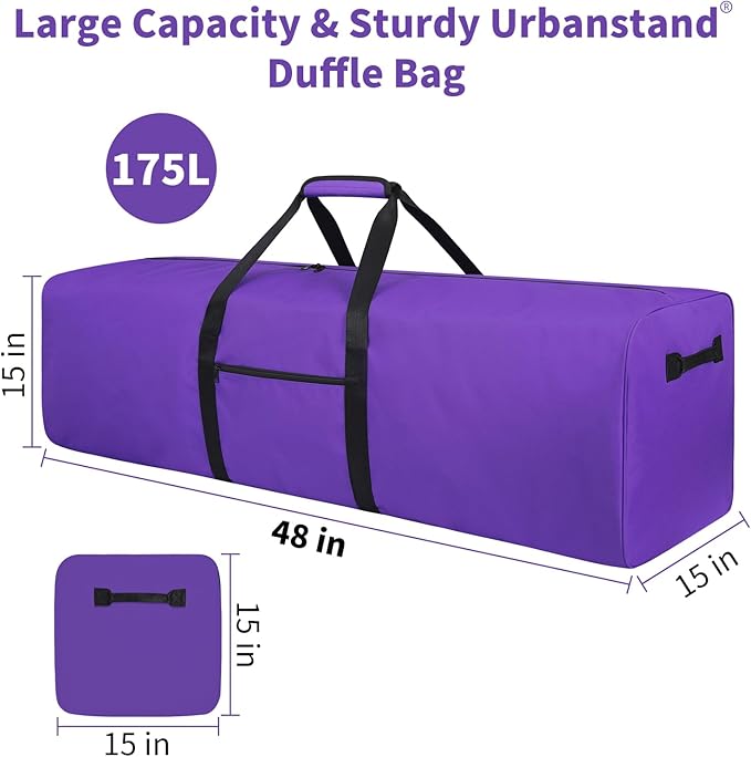 Urbanstand 48 Inch Travel Duffle Bag Extra Large Sport Equipment Duffel Bags with 2-way Lockable Zippers (Purple 2Pack)