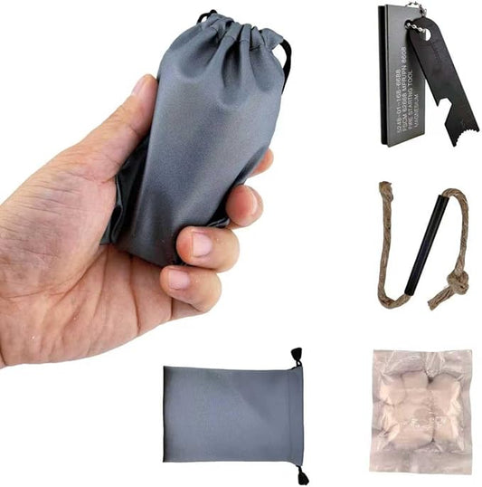 Survival Fire Starter Kit - Ferro Rod & Magnesium Fire Starter Compact Solo Stove with Flint and Steel to Firestarter Fireplace Pit for Outdoor Camping Bushcraft Hiking Emergency Gadgets