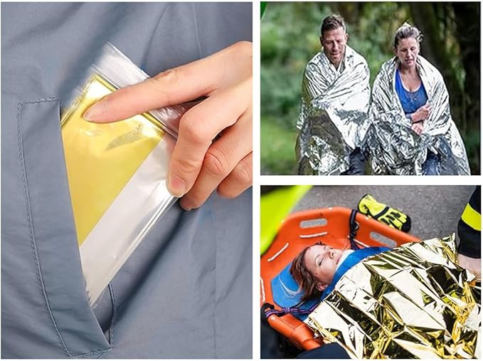 20 Pieces Emergency Foil Blankets, Survival Emergency Blanket, Emergency Foil Thermal Blankets for Survival, Emergency Gold Foil Blanket, for Outdoors, Survival, Hiking, Marathons(210 X 140cm)