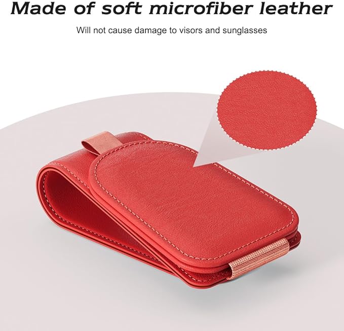 Sotfamily Sunglass Holder for Car Visor, Suede Cloth Magnetic Sunglass Organizer for Car Accessories, 2 Packs, Red