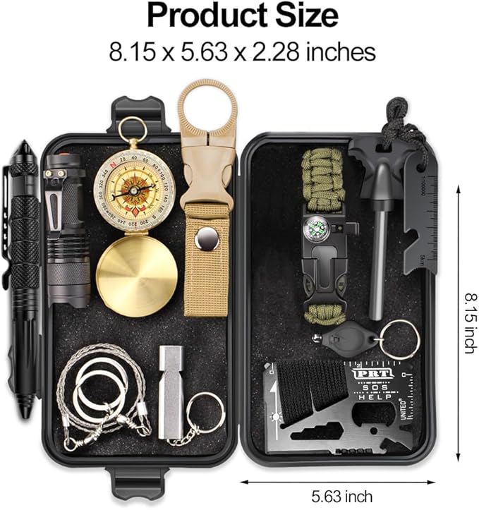 EMDMAK Gifts for Men Dad Husband Boyfriend, Survival Gear and Equipment 15 in 1, Outdoor Emergency Survival Kit, Camping Hunting Fishing Christmas Birthday Gifts Ideas for Him Teen Boy Cool Gadget