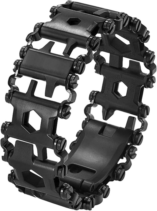 Stainless Steel Tool Bracelet for Men Compatible with LEATHERMAN TREAD and Watch Band 29 in 1 Survival Hiking Camping Travel Friendly Multitools Wearable Bracelet