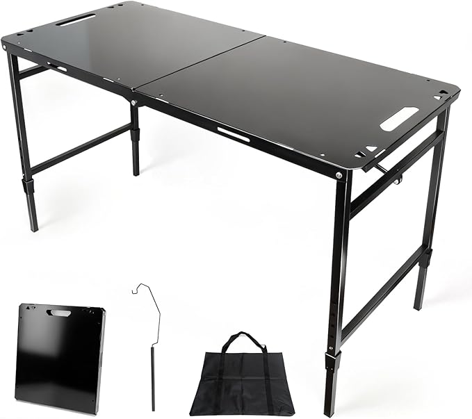Tactical Camping Table with Adjustable Height, Collapsible Table Lightweight with Carry Bag for Camping, Travel expeditions, Hiking, Picnics, BBQs & Beach Trips