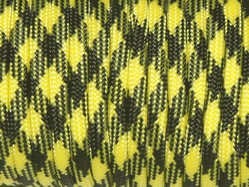 7 Strand Core 550lb Paracord Parachute Cord Lanyard Mil Spec Type III-100ft (Yellow+Black Camo(37#))