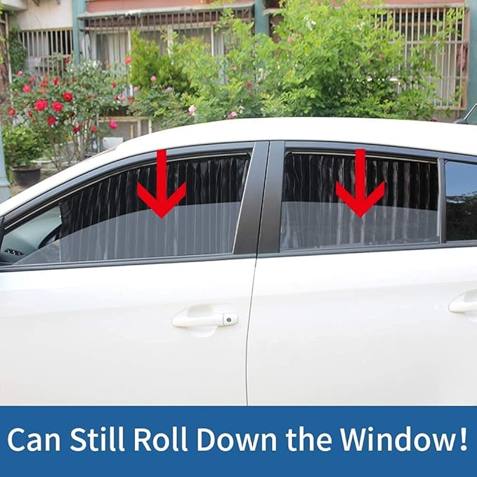 Ovege Car Window Shades 4pcs - Side Window Sun Shades, Silky UV Protection Privacy Baby Suction Magnetic (Black-Opaque, Front&Back 4pcs)