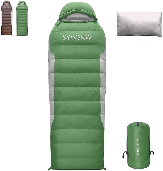 Ultralight Down Sleeping Bag with Pillow,15°F 32°F 46°F Sleeping Bag for Women,Men,Youth Backpacking,Hiking and Camping Outdoor with 680FP Duck Down