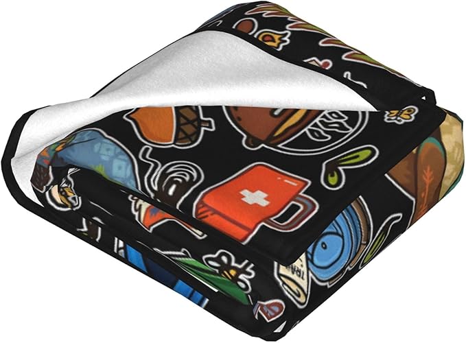 Camping Blanket, Comfort Soft Flannel Camping Throw Blanket, Ideal for Living Room and Bedroom Decor, Perfect Loves Camping Blanket for Everyone 50"X40"