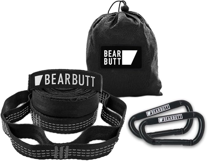 Bear Butt Kodiak Hammock Straps for Trees - 20 Feet Long, 40 Combined Loops - Holds 1000 Pounds - Camping Accessories With Carabiner