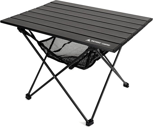 ONETIGRIS Portable Camping Table, Lightweight Beach Table with Storage Net & Carry Bag, Camping Side Table for Outdoor Cooking, Hiking, Fishing, Picnic, Travel
