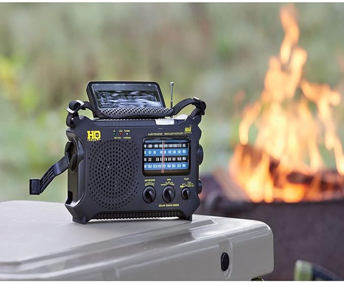 HQ ISSUE Dynamo Emergency Radio Hand Crank Solar Portable W/AM FM, NOAA Weather Alert, Shortwave, & Flashlight, Black