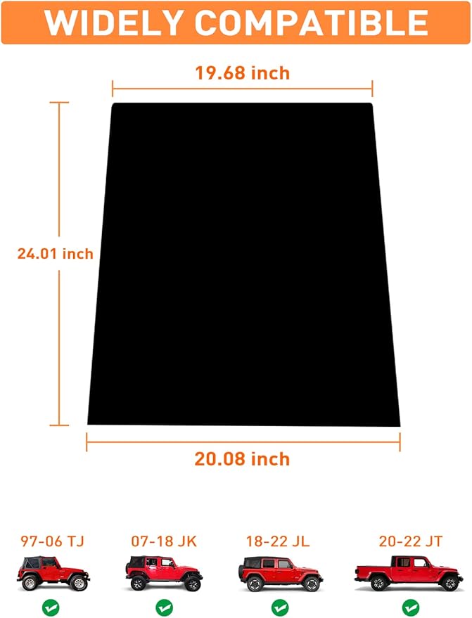 Savadicar Rear Window Sun Shade, Breathable Mesh Side Window Sunshade, Stretchy Sun Screen Net Compatible with 1997 to Present Jeep Wrangler TJ JK JL & Gladiator JT, Anti-UV for Baby/Pet/Camping, Pair