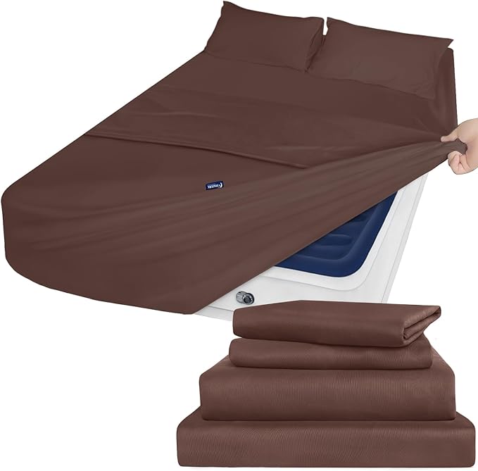 Moonsea Cal King Sheet Set - 4 Piece California King Sheet Sets - Extra Deep Pocket Hotel Luxury California King Sheets Fade Resistant Fits up to 24in Cal King Bed Mattress - Brown
