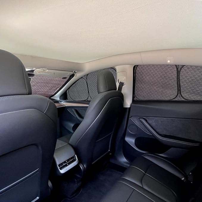 TESBEAUTY Upgraded Camping Privacy Curtain 7-Piece (No Front Windshield) for Tesla Model Y Camping Shades Privacy Screens UV Blocker Darker Thicker 5-Layer Material Tesla Accessories Foldable