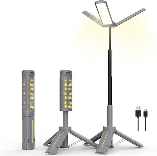 BUBRA 40" Telescopic Camping Lights with Stand, 8000mAh Rechargeable LED Work Light & Camp Lantern, 1000LM Portable Tripod Lamp, 20H Runtime for Power Outages, Survival Gear and Camping Essentials