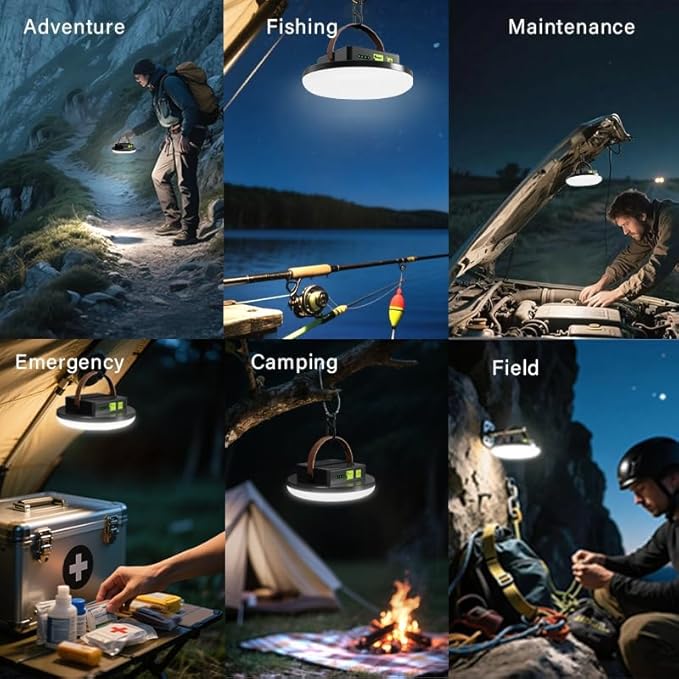 Camping Light Rechargeable, 4500LM 45W Tent Light with Hook, Solar & USB Fast Charging, Long Battery Life, 4 Light Modes, Hanging Portable Lamp for Power Outages, Camping Gear, Emergency, Outdoor