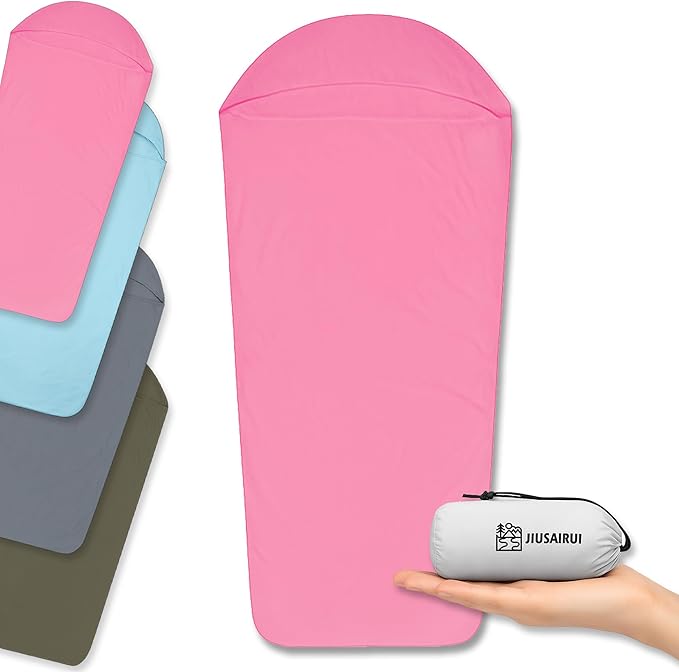 JIUSAIRUI 4.2oz Ultralight Sleeping Bag Liner – No Zipper Portable Travel Sheet, Quick-Dry & Machine Washable,Ideal for Camping, Hotels, Backpacking,Hostels