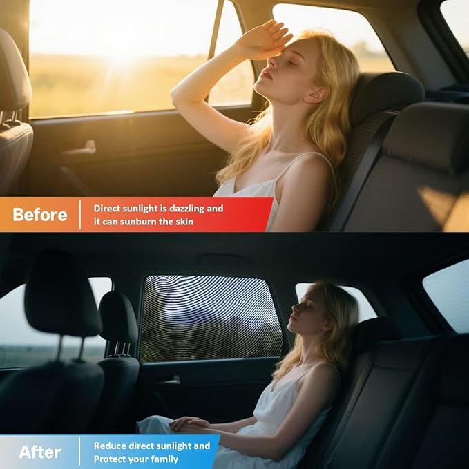 Car Window Shades,2 Pack Breathable Rear Side Window Covers Screen Mosquito Net for Car Camping, Reduce Harsh Sun and Breath Air Flow Freely for Your Baby