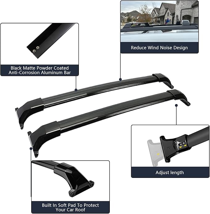 220lbs Roof Rack Cross Bars for 2017-2023 GMC Acadia, Aluminum Crossbar Luggage Rack for Rooftop Cargo Carrier Bag Kayak Canoe Bike Snowboard Skiboard