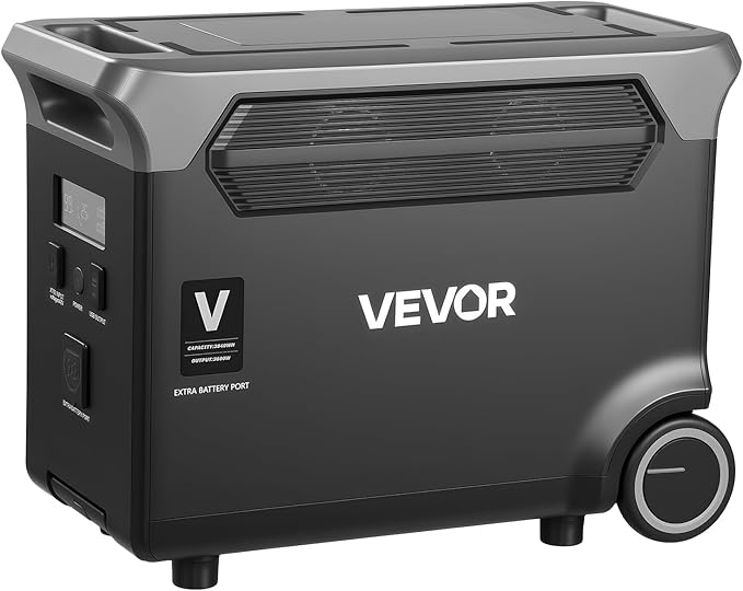 VEVOR Extra Battery for Portable Power Station, 3840Wh LiFePO4 Extra Expansion Battery with 3 Output Ports for Home Use, Outdoor Camping, Road Trips, RVs, Emergencies