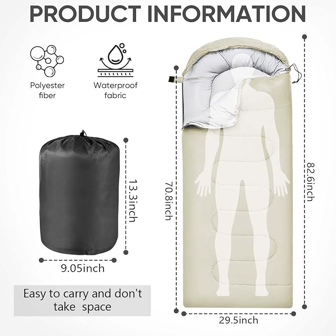 OBTANIM Sleeping Bags Portable Waterproof Camping Sleeping Bag for Adults Kids 4 Seasons Cold Weather or Warm Backpacking Hiking Travel Indoor Outdoor Use