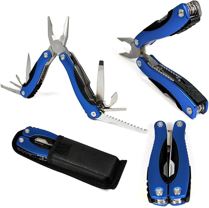 WIWUE GUO Multi Tool, Multitool Pliers for Outdoor, DIY, Home, Garden, Camping, Survival, Hunting and Hiking or Everyday Carry, Blue
