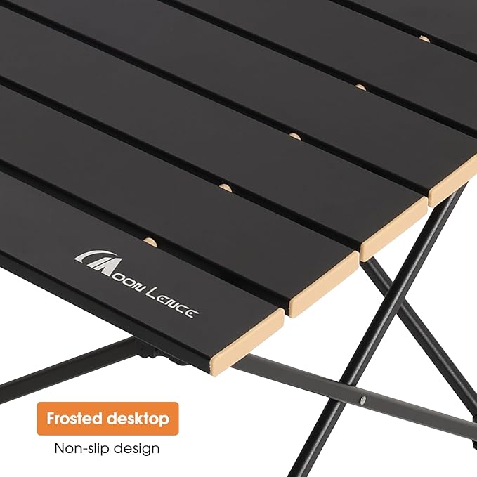MOON LENCE Ultralight Folding Camping Table, Compact, Portable with Carry Bag, for Outdoor Cooking, Picnic, Camp, Boat, Travel (Black, Gold Side - M)