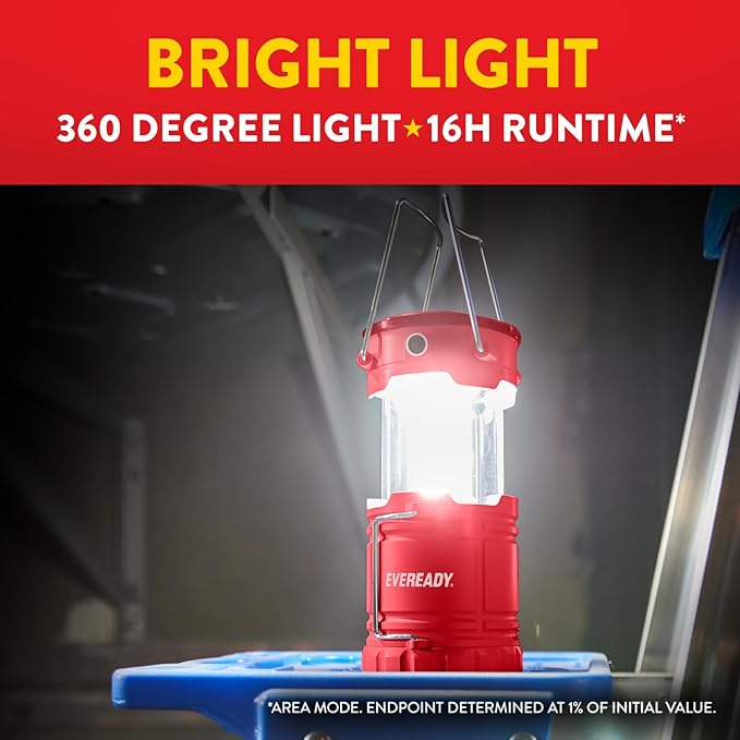 Eveready LED Camping Lantern 360 PRO (6-Pack), Super Bright Tent Lights, IPX4 Water Resistant LED Lanterns for Power Outage Hurricane Preparedness, (Batteries Included)