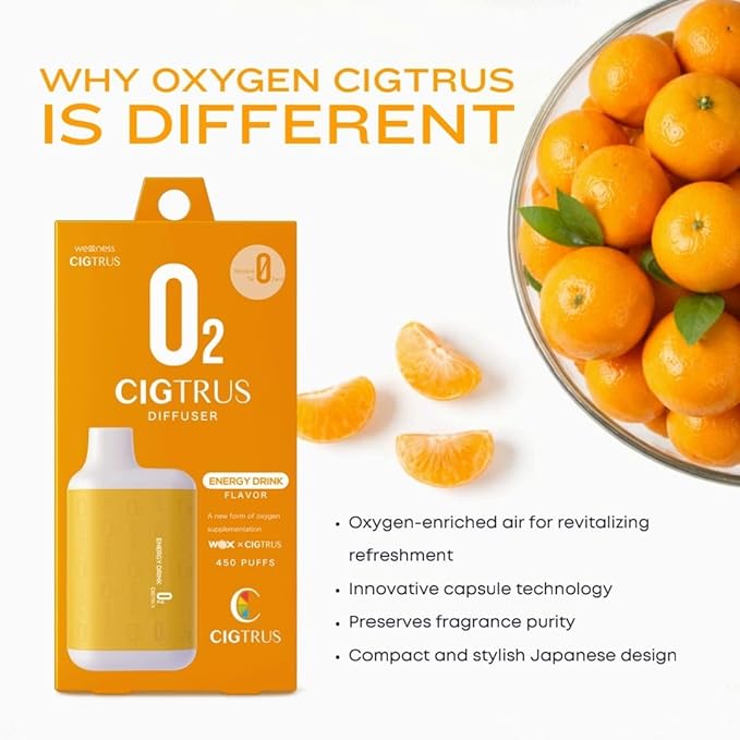 O₂ Cigtrus Oxygen Inhaler – Portable Energy Drink Inhale for Quick Energy, Focus & Refresh, Pocket-Size Design for Daily Boost, Pre-Workout, and Busy Days