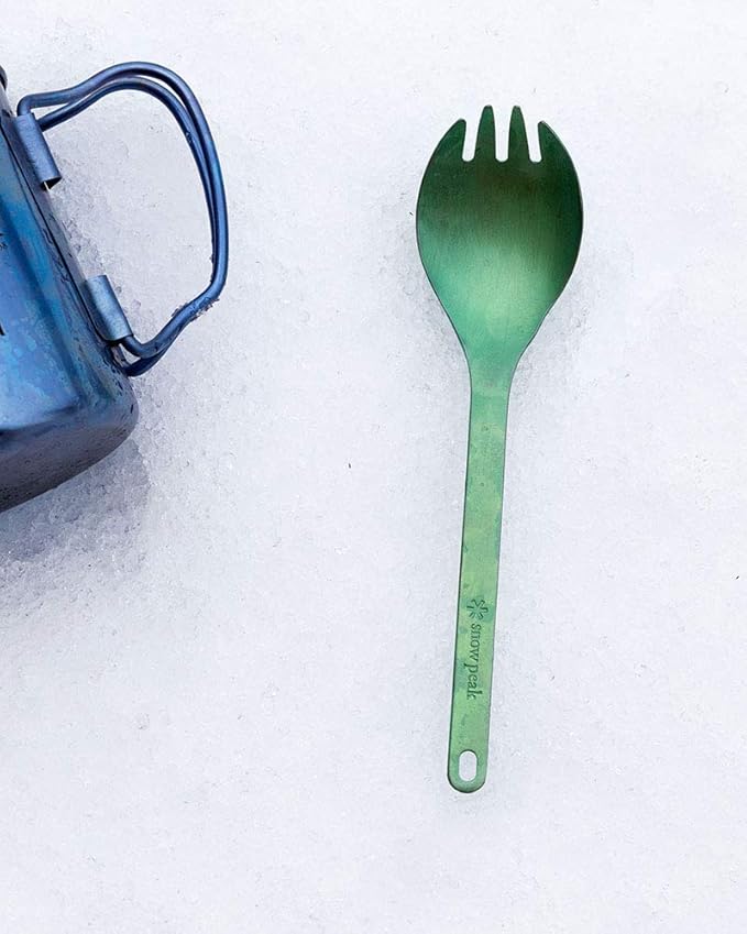 Snow Peak Titanium Sporks, Lightweight Titanium Cutlery for Camping & Hiking, Compact & Portable Utensil for Easy Packing, Durable Camping Cookware Accessories